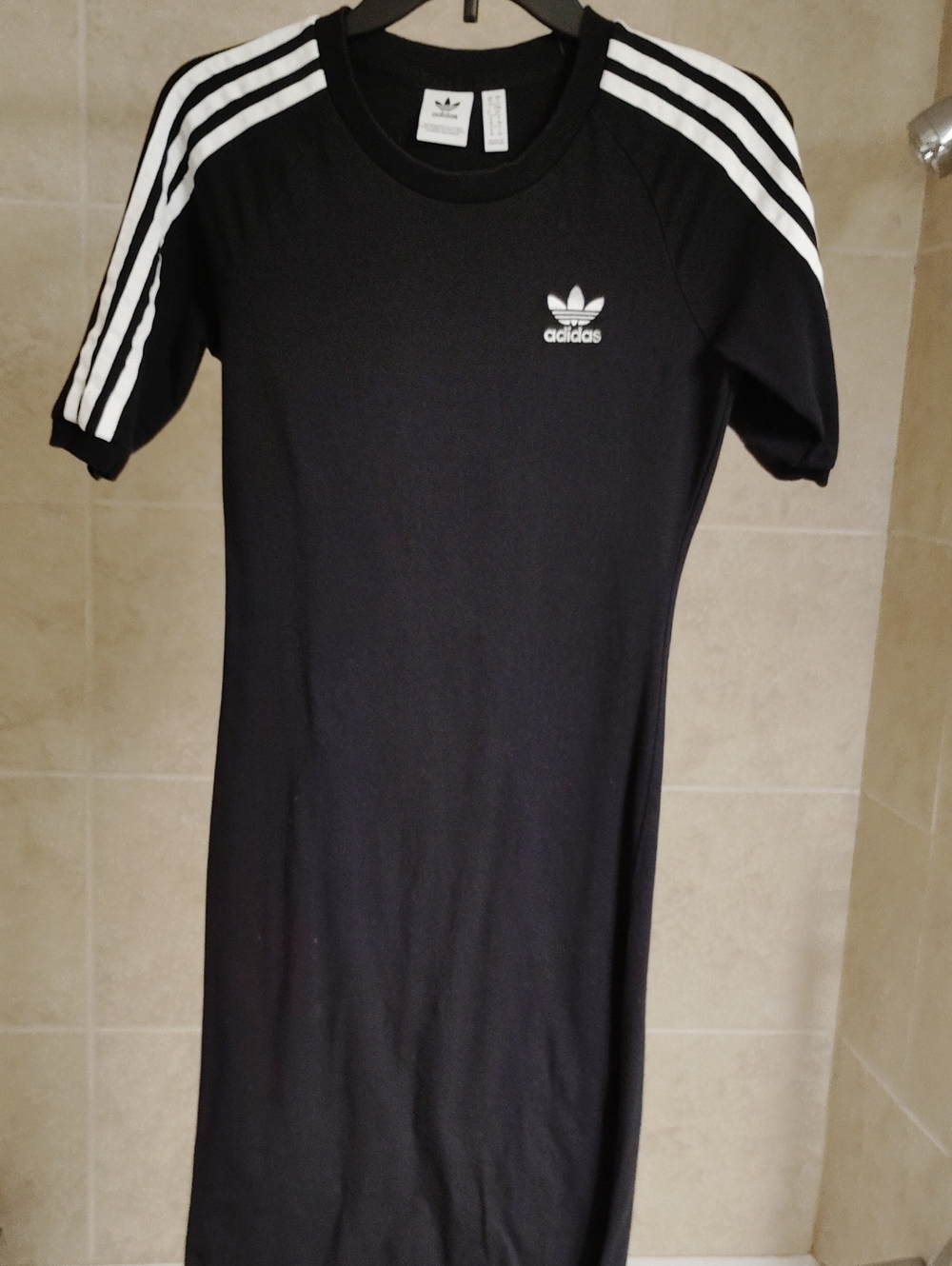 adidas Black Dress with White Three-Stripe Sleeves